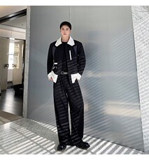 新款撞色男夹克翻领男夹克韩版潮流宽松休闲外套男144P135，男装夹克，星座901-1（原C217）