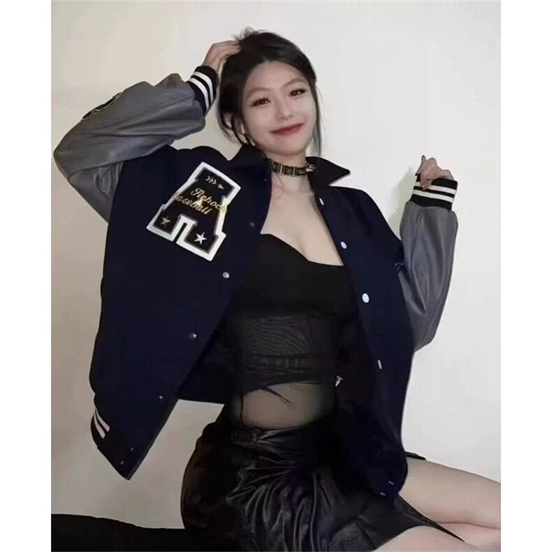 高街学院风黑色藏青色棒球服外套春秋小众情侣夹克上衣JM213,男装夹克,星座1116A（原606A-3）