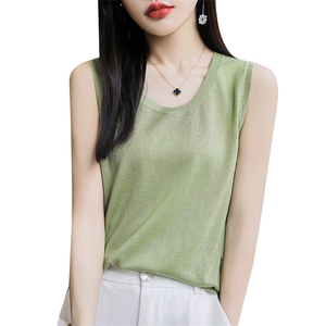 夏季冰丝白色小吊带背心女宽松遮副乳外穿坎肩无袖西服内搭上衣图片