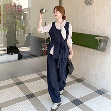 现货新款假两件上衣+阔腿裤两件套2C056-7208-P175控288，女装套装/套裙，2C056