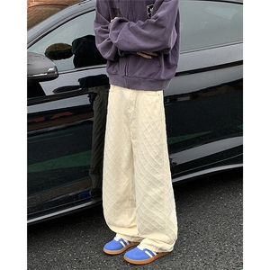 新款水洗牛仔裤男士美式设计感宽松休闲高级感直筒裤图片