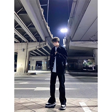 拿图不拿货cleanfit毛边黑色牛仔裤微喇叭裤子KZA21-P48，男装牛仔裤，星座1007（原301D）