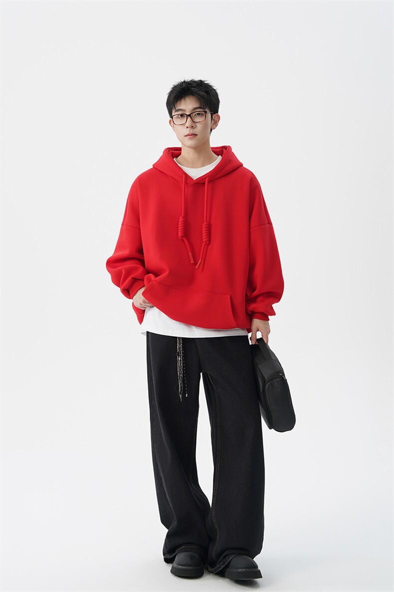 高克重卫衣男连帽卫衣纯色粗绳大帽衫情侣装休闲外套WY19P58,男装卫衣,电商D206-1