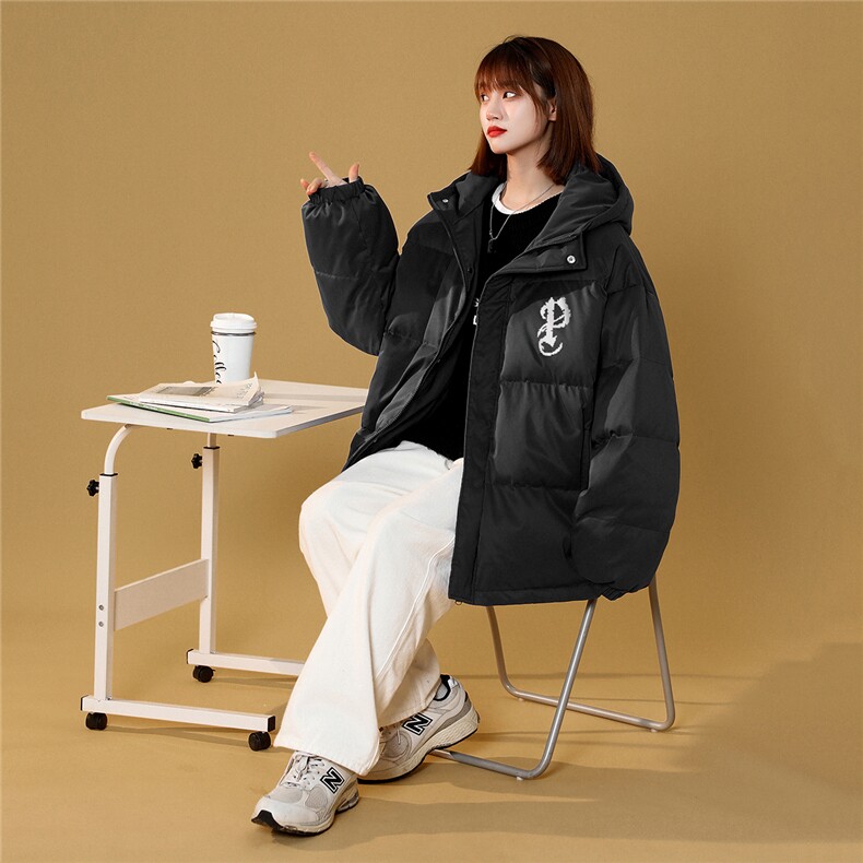 白鸭绒中性风22冬季简约字母印花加厚连帽羽绒服YR175P195控258,男装羽绒服,A247A