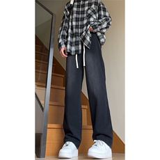 美式cleanfit复古水洗垂感宽松抽绳阔腿牛仔裤K1130-特P42控68，男装牛仔裤，星座1004-3