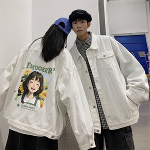 2025春季港风大码不一样印花情侣牛仔夹克外套男JK516-P6588图片