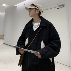 秋冬不规则拉链外套男英伦雅痞男装高级感夹克毛呢大衣W6607-P68，男装夹克，星座512-2
