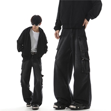 1014-1-KF8004--P59-美式高街复古多口袋工装休闲牛仔裤男，男装牛仔裤，星座1014-1