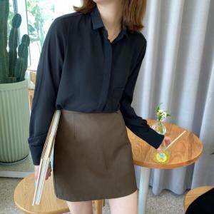 皮裙搭配衬衫，女装衬衫，简单小珍