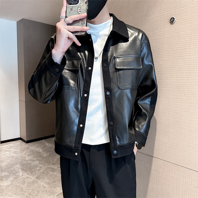 社会小伙男士秋冬皮衣2025秋季长袖夹克店主风JK8008-P130,男装夹克,电商A236