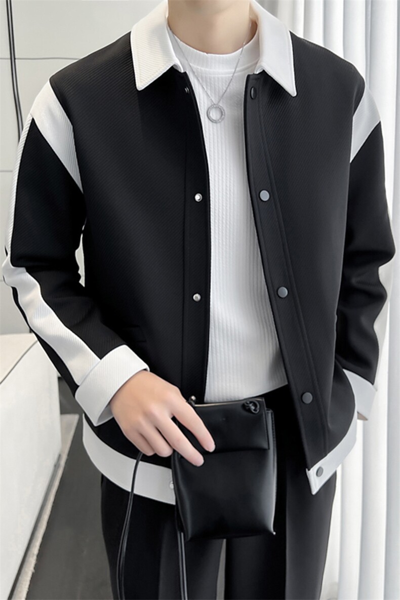 轻熟风~秋冬季新款拼色设计加棉加厚夹克外套K351/P95,男装夹克,电商B331