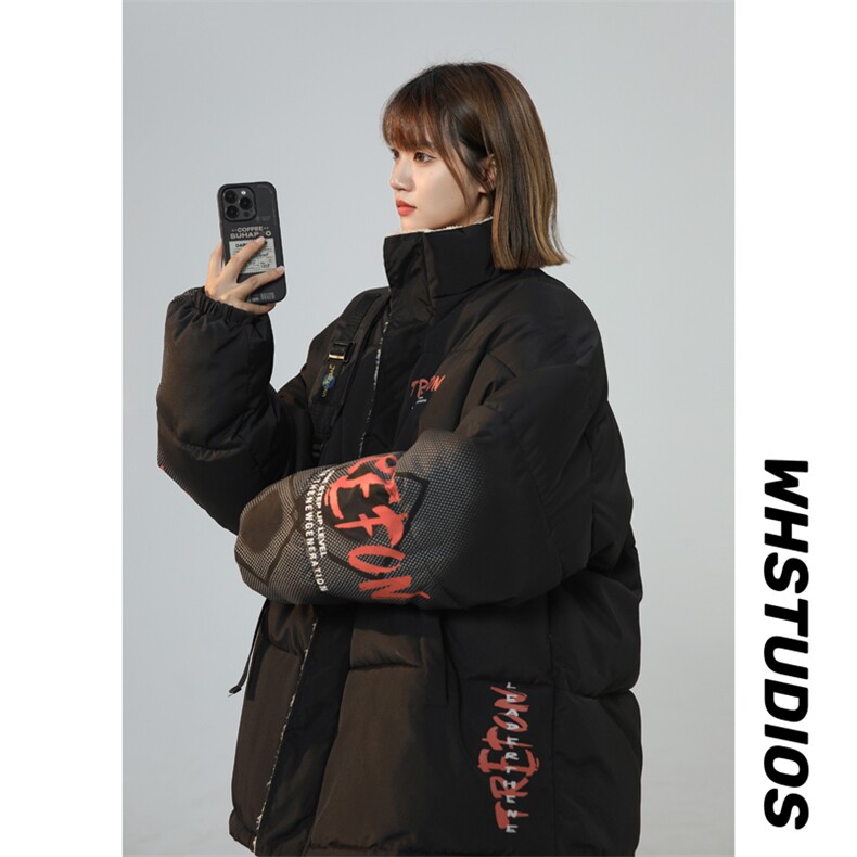 新款棉衣女加绒立领印花棉服外套面包服棉袄3350-P80控118,男装棉衣,星座207