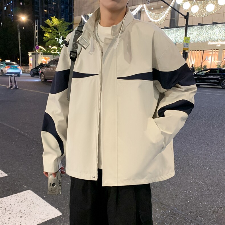 复古撞色拼接立领冲锋衣外套男开衫外套夹克棒球服JK01575-P73,男装夹克,星座308B-2