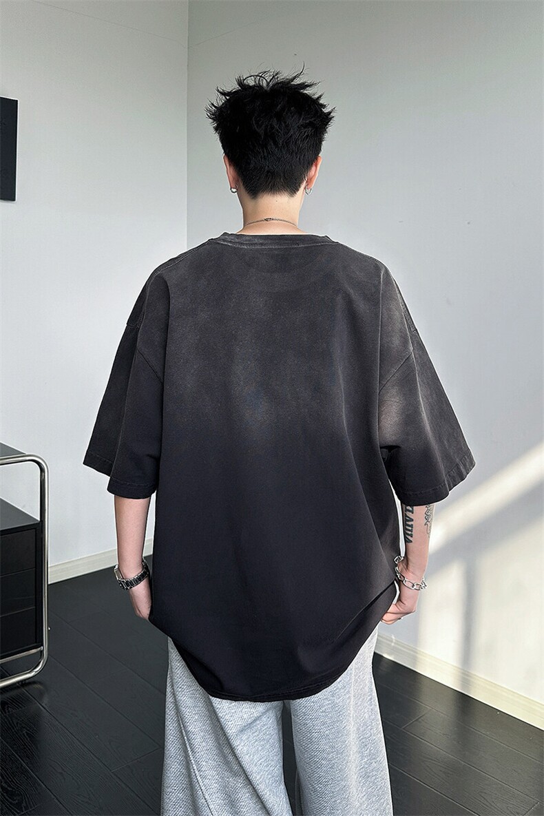 8XL-M满天星轻奢烫钻宽松版落肩纯棉短袖T恤新款夏百搭上衣DX337,男装T恤,电商D206-1