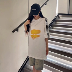 抖音得物高品质二开240克宽松纯棉美式潮牌三条杠织带短袖T恤，男装T恤，电商A486-1