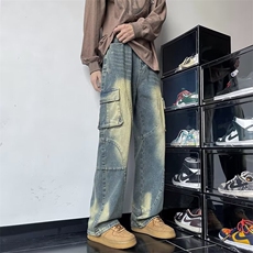 流行港风新款潮流春季潮牌工装牛仔裤男N61-P65，男装牛仔裤，星座308B-1