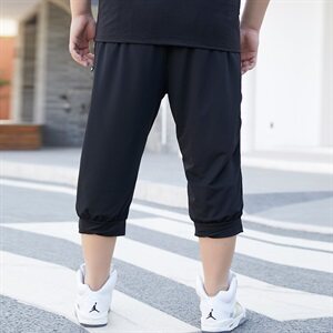 男大码休闲运动弹力7分裤冰丝网眼 5032-1_L-4XLP50 5XL-9XLP55图片