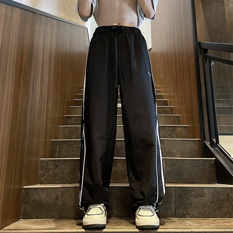 美式冲锋裤男宽松条纹直筒休闲裤垂感设计感阔腿长裤子1173-p40,男装休闲裤,星座1008-1