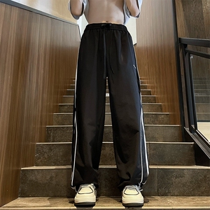 美式冲锋裤男宽松条纹直筒休闲裤垂感设计感阔腿长裤子1173-p40图片