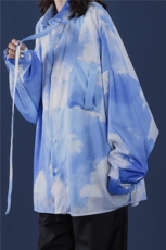 新款扎染蓝天白云衬衫男韩版ins情侣装街头嘻哈长袖外套，男装衬衫，电商B288