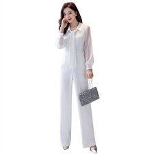 2022年新款春季时尚简约欧美减龄高端大气连体裤送领结，女装连体裤，韩美纤衣