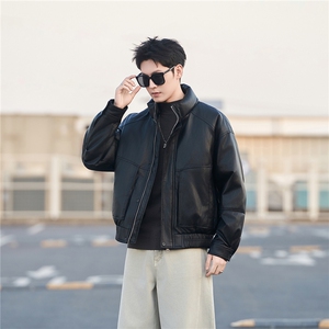 标50绒 皮羽绒服男士立领短款外套 8529-P235(控券后318)图片