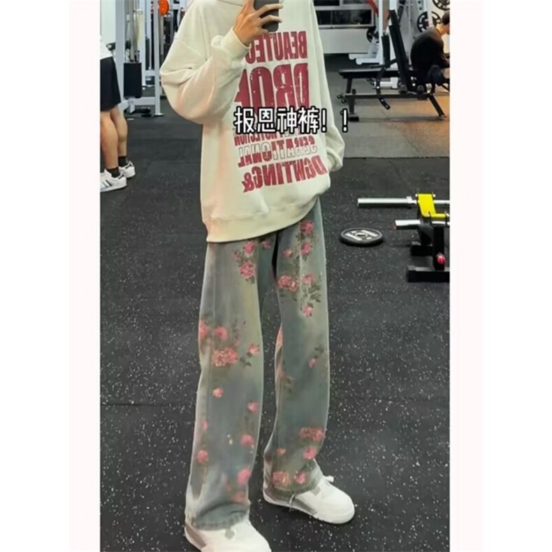 1014-1-KZ1092-cleanfit牡丹提花牛仔裤男小众设计感水洗蓝裤子,男装牛仔裤,星座1014-1