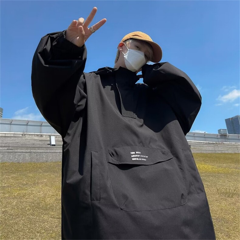 美式复古机能冲锋衣外套男秋季宽松潮牌高街连帽工装夹克WT66-p55图片