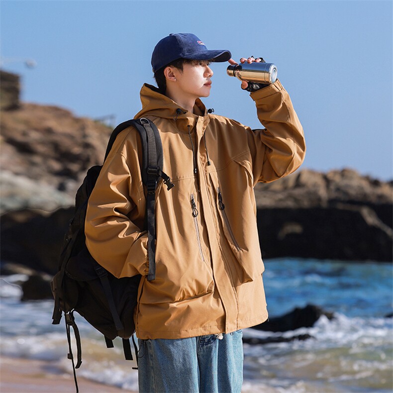 春季新款港风三防户外夹克男连帽冲锋衣外套DSA157B-JK127-P85,男装夹克,电商A157B