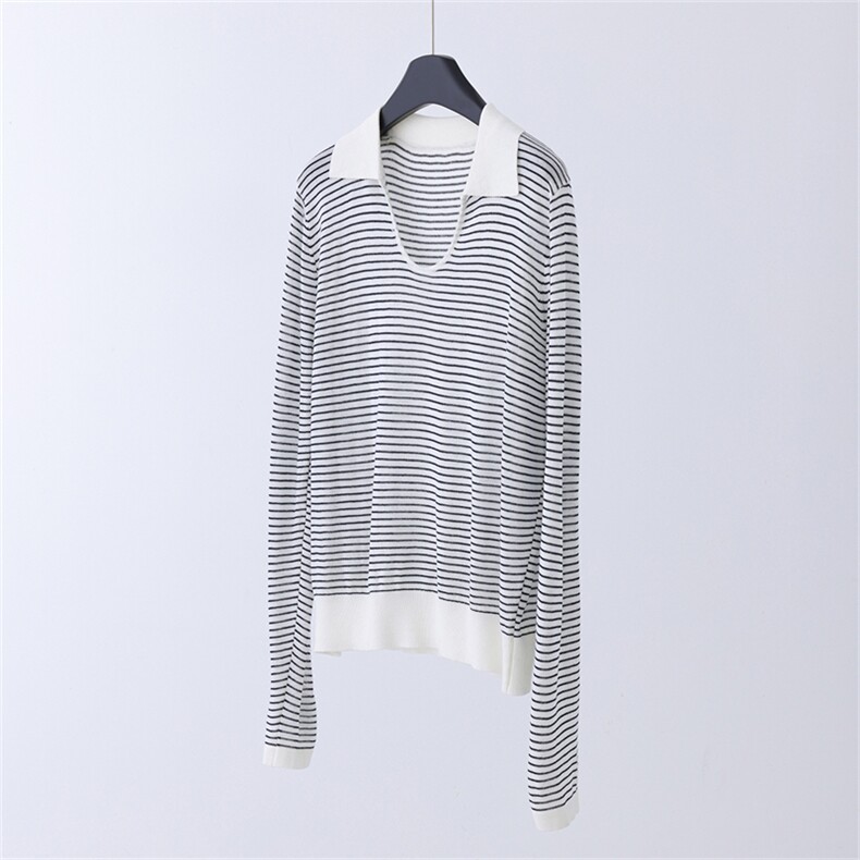 天爽亚麻剪刀领套头，女装针织衫/毛衣，优麦羊绒（原洪叶羊绒）