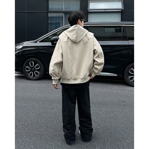 帆布座山雕短款夹克外套男春秋解构高级感连帽棒球 JK3002-P95图片