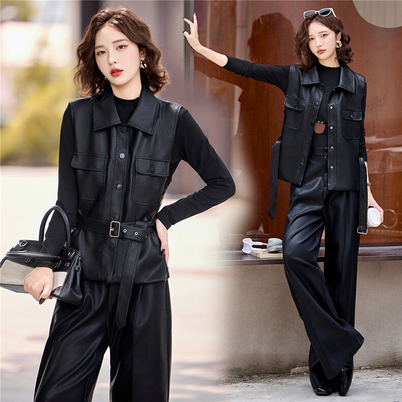 2025年秋季新款现货修身显瘦时尚皮衣马夹，女装皮衣，臻衣坊