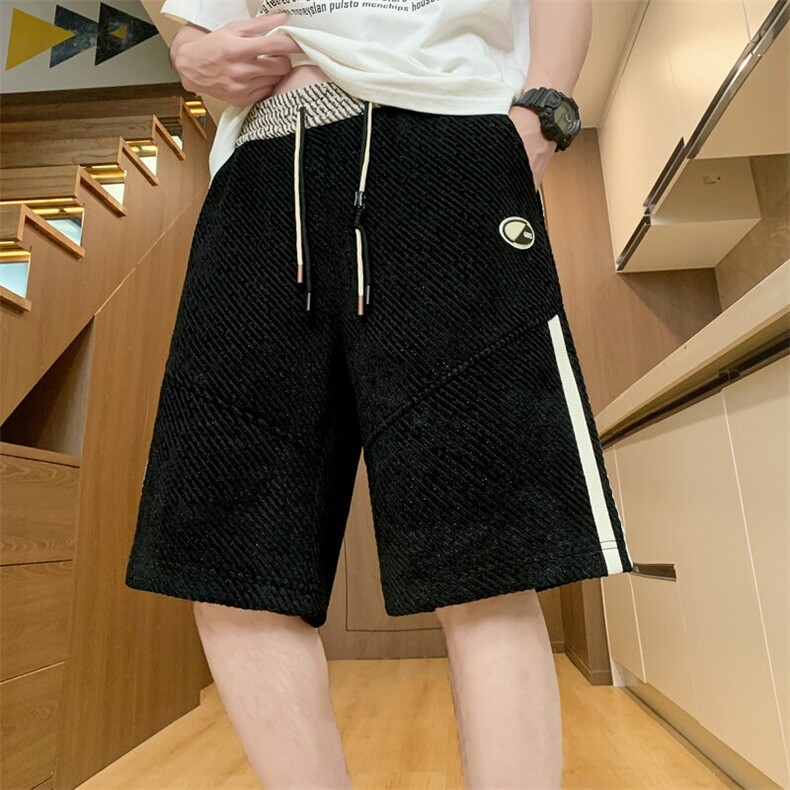 夏季休闲短裤男美式潮流时尚斜条纹五分裤户外宽松沙滩裤-L38-P28,男装牛仔裤,星座310B
