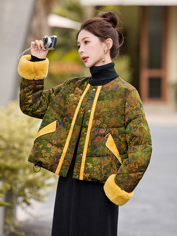 现货现货2025年冬季新中式短款羽绒服,女装羽绒服,伊仟回