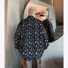 主推暗黑风秋季百搭长袖衬衫男潮流ins满印秋季衬衣外套P48，男装衬衫，电商C306-1