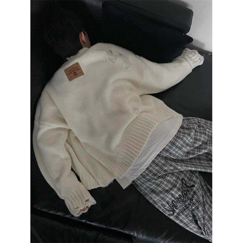 高街慵懒风磨破cleanfit毛衣开衫针织ins开衫潮外套MY8823特P60,男装针织衫/毛衣,星座908-1