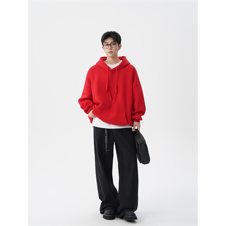 高克重卫衣男连帽卫衣纯色粗绳大帽衫情侣装休闲外套WY19P58,男装卫衣,电商D206-1