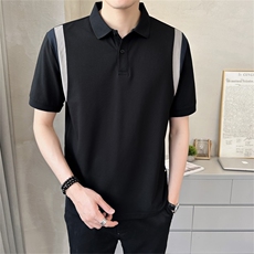 2023夏季新款POLO衫休闲拼接翻领T恤潮流百搭半袖短袖T2315P-50，男装T恤，电商A413