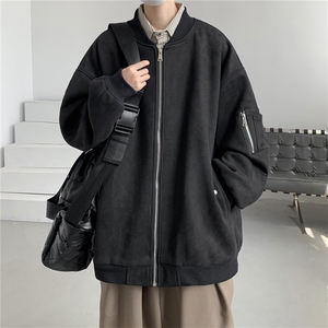 特P68控118 春秋款美式复古麂皮绒飞行棒球服男女夹克外套JF01图片