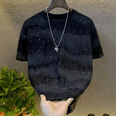 M424-P35新款短袖t恤男夏季简约半袖上衣港风宽松休闲潮牌体恤衫，男装T恤，星座617A-1（原B318A）