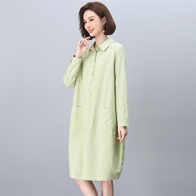 连衣裙2026新款女春秋中长款显瘦中年妈妈时尚洋气提花裙子潮,女装连衣裙,独衣靓