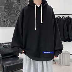 WY2202-P35加绒款-P40纯棉连帽卫衣男大码运动帽衫宽松薄外套男，男装卫衣，电商A040