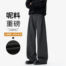 重磅420g呢料人字纹美式高街男大码阔腿裤休闲裤K24078-特P40控78，男装休闲裤，电商A001-1