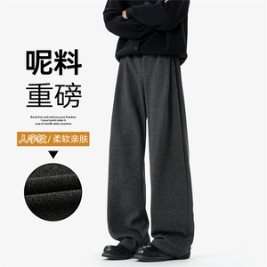 重磅420g呢料人字纹美式高街男大码阔腿裤休闲裤K24078-特P40控78图片