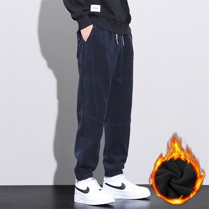 加绒休闲长裤子男士冬季宽松灯芯绒加厚保暖运动卫裤JR8009-特P45图片