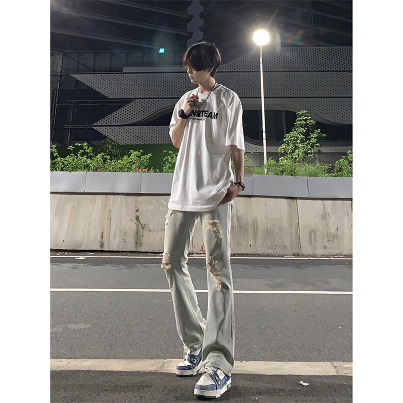 夏季美式高街ins小众破洞牛仔裤货号K755P6578,男装牛仔裤,电商A063