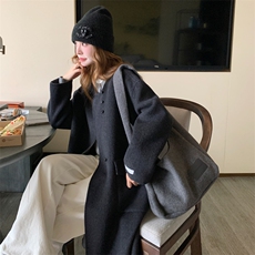 温柔慵懒风双面呢长款毛呢外套女显瘦保暖大衣，女装毛呢外套，2B187