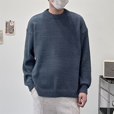 深灰色美式复古毛衣男款秋冬圆领长袖针织衫cleanfit慵懒风打底衫，男装针织衫/毛衣，星座1013