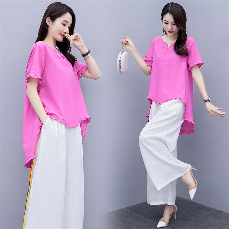 套裙女2021年夏季新款棉麻复古大码文艺两件套装,女装套装/套裙,艾仟回(原伊仟回)