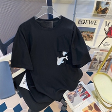 纯棉后包领抖音天猫品质情侣男女刺绣字母短袖T恤TT028-40，男装T恤，星座911-3